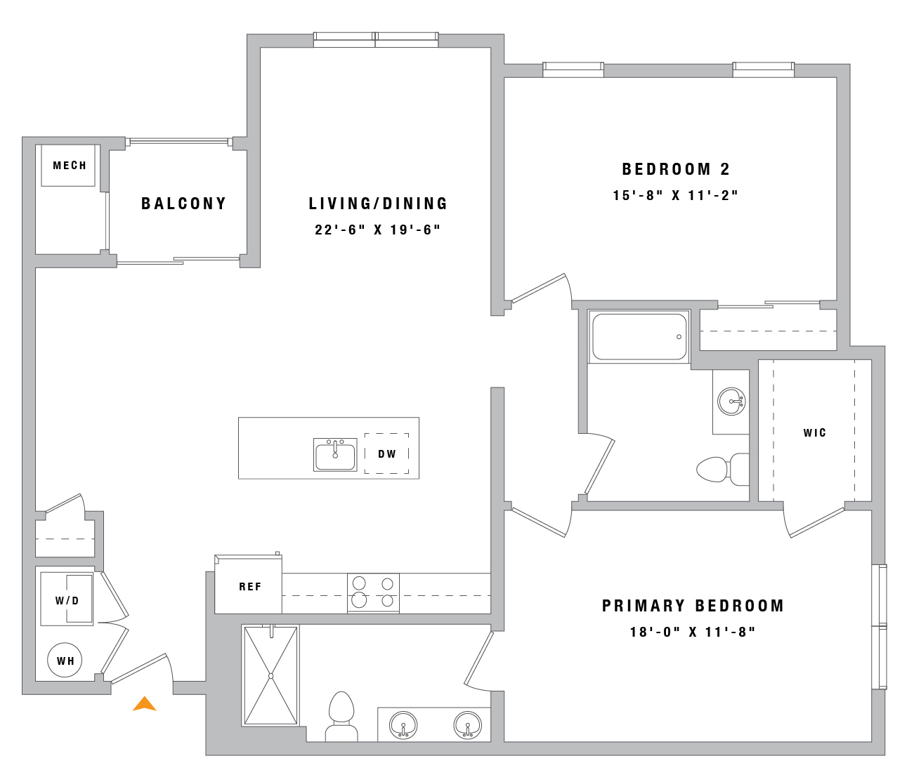 2B2 floor plan